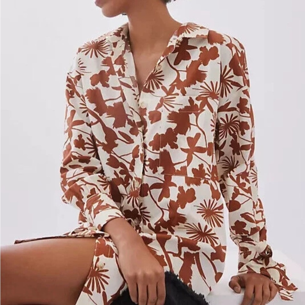 Anthropologie Brown Floral Dress